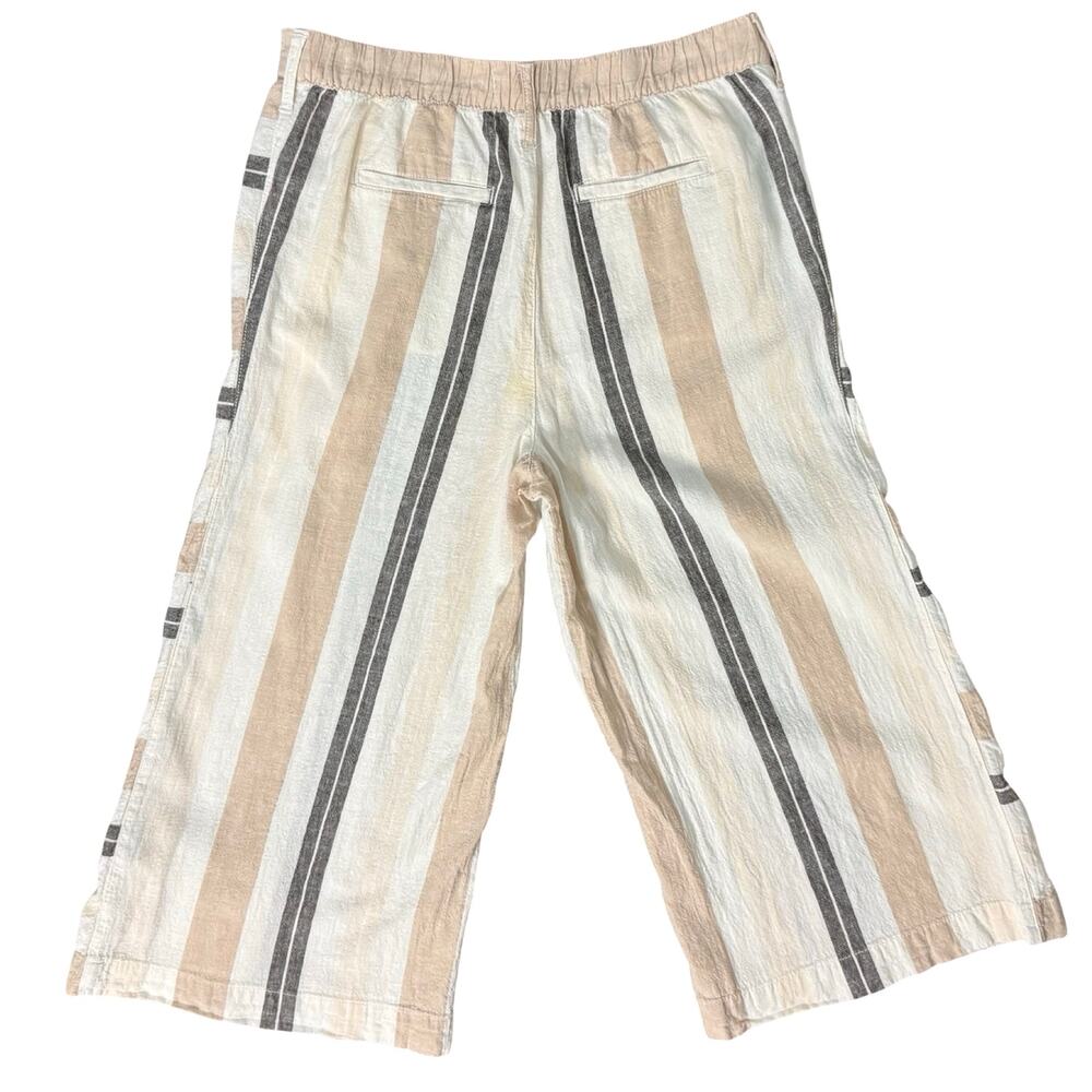Anthropologie Beige Black White Neutral Stripe Linen Blend Wide Leg Pants size M - Picture 10 of 12